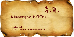 Nimberger Márk névjegykártya